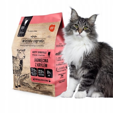 WIEJSKA ZAGRODA Jagnięcina z krylem sucha karma 400g dla kota