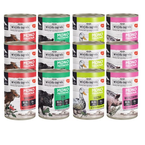 Wiejsjka Zagroda Mix MONO smaków dla psa dorosłego 12X400