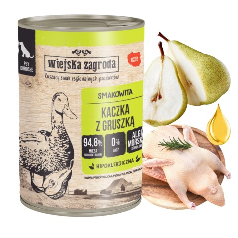 Wiejska Zagroda Karma mokra dla psa Kaczka z gruszką (dorosły) 400g