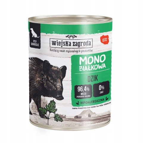 Wiejska Zagroda Karma mokra dla psa Monobiałkowa Dzik 800g