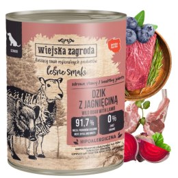Wiejska Zagroda Leśne Smaki Pies Dzik z Jagnięciną 800g puszka SENIOR