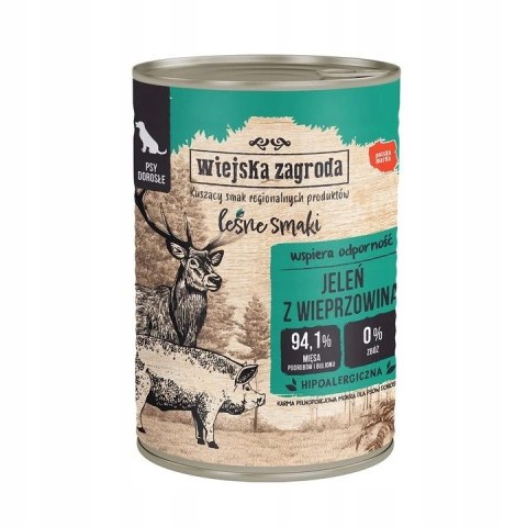 Wiejska Zagroda MIX SMAKÓW Indyk z królikiem jagnięciną sarna 12x400g Hipoalericzna
