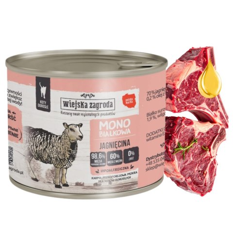 Wiejska Zagroda MONOBIAŁKOWA Jagnięcina 200g mokra karma dla kota