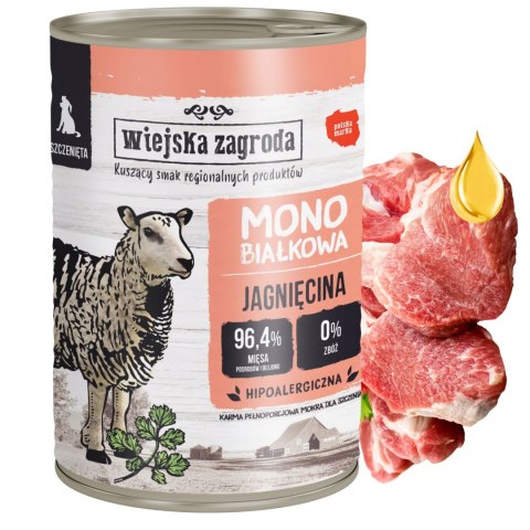 Wiejska Zagroda Szczeniak MONOBIAŁKOWA JAGNIĘCINA 400G