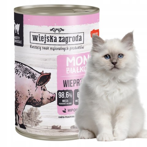 Wiejska Zagroda monobiałkowa PUSZKI dla kota mix SMAKÓW 6x400g
