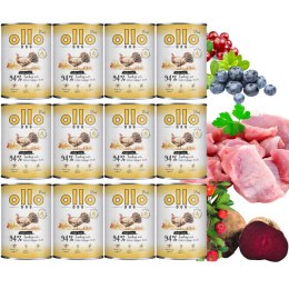 ZESTAW OLLO PLUS KOLAGEN - INDYK 12X400g - MONOBIAŁKOWA KARMA MOKRA DLA PSA