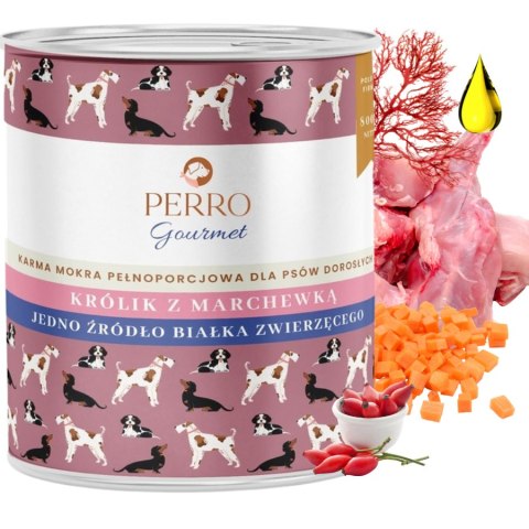 ZESTAW PERRO Karma dla psa Gourmet Królik z marchewką 12X800g