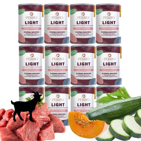 ZESTAW PERRO LIGHT Koza z warzywami monobiałkowa FORMUŁA 12X400g