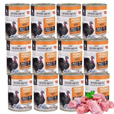 ZESTAW Wiejska Zagroda Monobiałkowa Indyk SZCZENIAK 12X400G