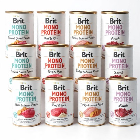 Zestaw Brit Mono Protein MIX 12x400g Karma Mokra Monobiałkowa dla Psa Alergia