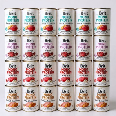 Zestaw Brit Mono Protein MIX 24x400g Karma Mokra Monobiałkowa dla Psa Alergia