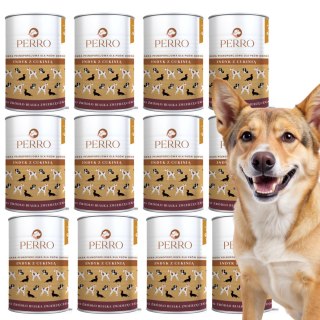 Zestaw PERRO Indyk z cukinią dla psów dorosłych 12x400 g