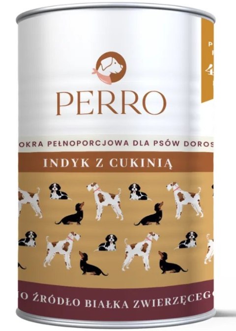 Zestaw PERRO Indyk z cukinią dla psów dorosłych 12x400 g