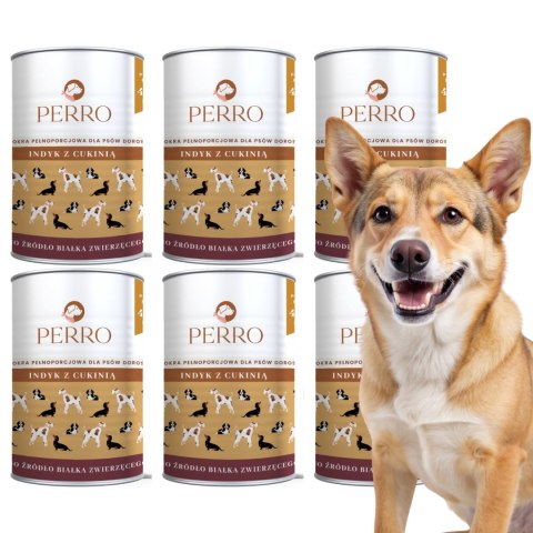 Zestaw PERRO Indyk z cukinią dla psów dorosłych 6x400 g