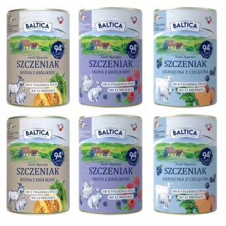 BALTICA SZCZENIAK INDYK Z KRÓLIKIEM JAGNIĘCINA Z CIELĘCINĄ 6X400 MIX