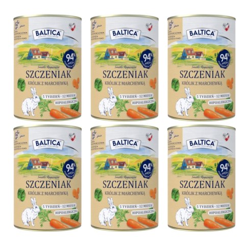 Baltica mokra karma dla szczeniaka, królik z marchewką. Puszka 400g