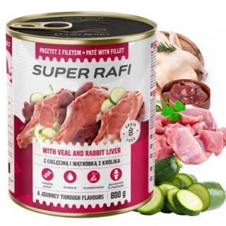 Dolina Noteci Super Rafi Mokra karma dla psa z cielęciną i wątróbką z królika 800g