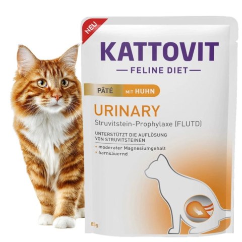 KATTOVIT URINARY PATE KURCZAK - Mokra karma dla kotów na drogi moczowe 6x85g