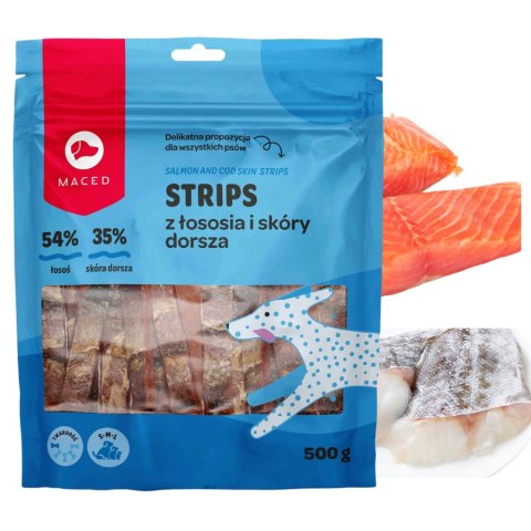 MACED SM STRIPS Z ŁOSOSIA I SKÓRY DORSZA 500 G