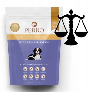 NA WAGĘ PERRO Karma Bezzbożowa Wołowina z Batatami Junior 1kg dla Psa