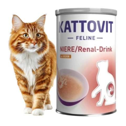 PAKIET Kattovit NIERE RENAL Drink kawałki mięska 12X135ml Kurczak