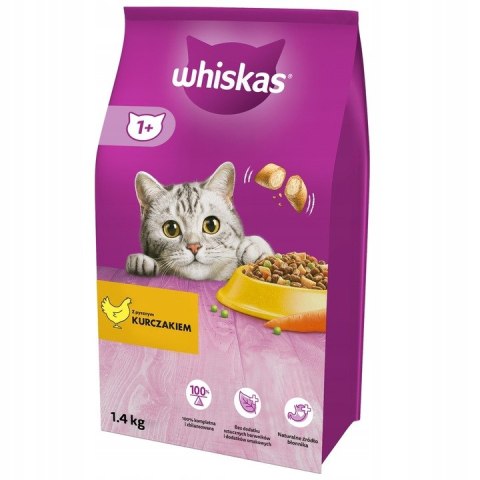 PAKIET Whiskas 1+ Sucha karma z kurczakiem 2X1,4 kg CHICKEN