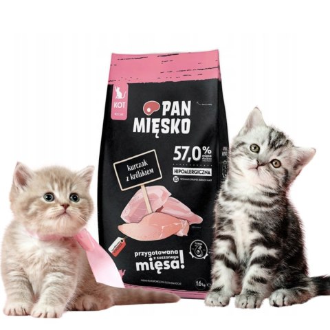 Pan Mięsko JUNIOR Kurczak z królikiem dla KOCIĄT 1,6KG KITTEN