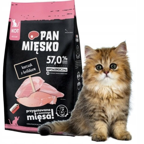 Pan Mięsko Kurczak z królikiem dla KOCIĄT 5KG karma sucha