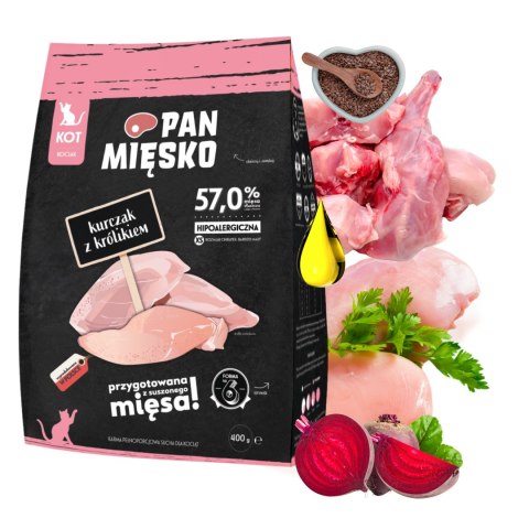 Pan Mięsko junior Kurczak z królikiem kociak 400g karma sucha