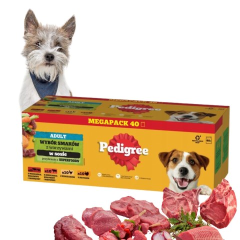 Pedigree Adult Mix Wybór Smaków Mokra Karma dla Psa w Sosie 40x100g