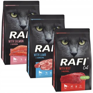 Rafi Cat Zestaw KOT DOROSŁY Łosoś Wołowina JAGNIĘCINA 3x7kg Sterilised 21kg