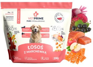 VETPRIME PURE HYPO ŁOSOŚ Z MARCHEWKĄ M/L 2kg karma bezzbożowa SALMON