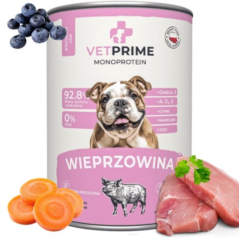 VetPrime Baltica Karma mokra Wieprzowina z jabłkiem 12x400g PYSZNE PUSZKI