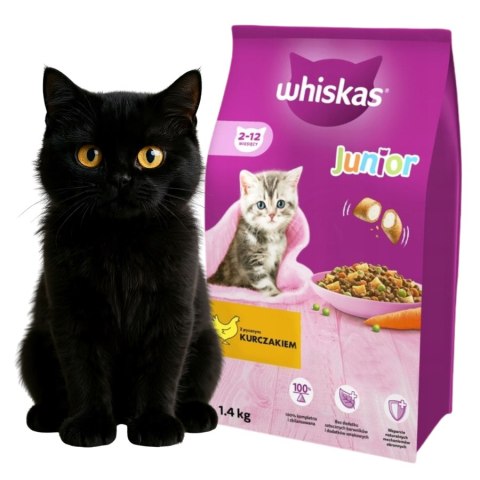 WHISKAS JUNIOR Z KURCZAKIEM 1,4KG dla kociaka