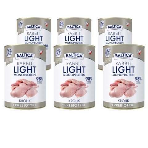 ZESTAW Baltica LIGHT RABBIT monoproteinowa karma dla psów 6x400g