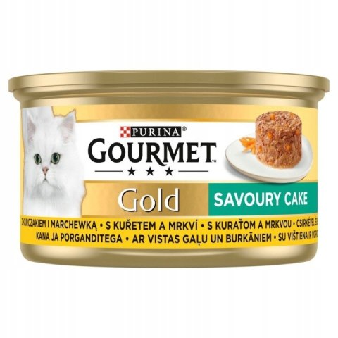 ZESTAW GOURMET GOLD SAVOURY CAKE KURCZAK I MARCHEWKA MOKRA KARMA DLA KOTA 12X85g