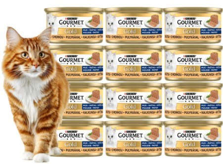 ZESTAW GOURMET GOLD pasztet/mus OPIS dla kotów z kurczakiem 12X85 g
