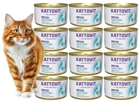 ZESTAW KATTOVIT GASTRO układ pokarmowy KACZKA puszka dla kota 12X85g