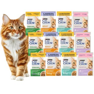 Zestaw Purina Cat Chow 12 x 85 g - Mix smaków dla dorosłych kotów STERIL