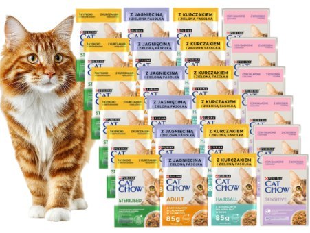 Zestaw Purina Cat Chow 24 x 85 g - Mix smaków dla dorosłych kotów STERIL
