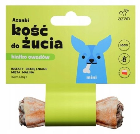 AZANKI KOŚĆ Z INSEKTAMI I MIĘTĄ, MALINĄ I SIEMIENIEM LNIANYM, MINI 10CM