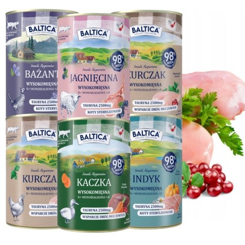BALTICA ZESTAW SMAKÓW monobiałkowa karma dla kota 6x400 jagnięcina kaczka