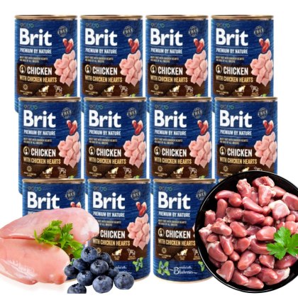 BRIT PREMIUM BY NATURE 12x400G CHICKEN&HEARTS