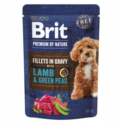 BRIT Premium by nature DOG POUCH 85G gravy fillets LAMB&GREEN PEAS