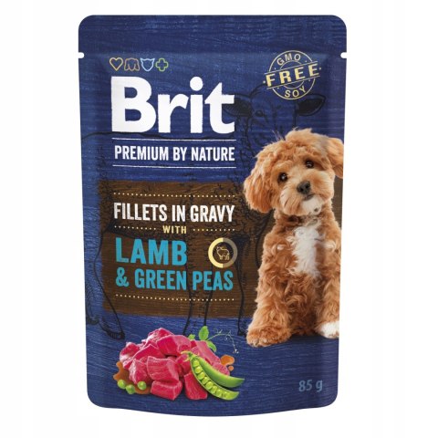 BRIT Premium by nature DOG POUCH 85G gravy fillets LAMB&GREEN PEAS