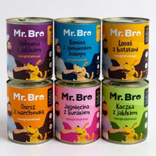 Mr. Bro Zestaw Monoproteinowych karm 6x800 Mix konina dorsz jagnięcina