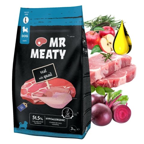 Mr Meaty Dog Puppies Dry Food Veal with Quail L 3kg