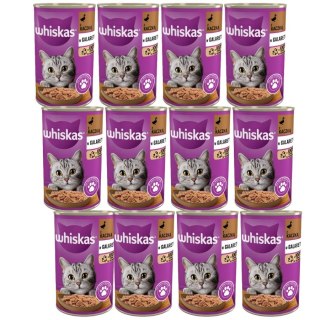 PAKIET Whiskas Adult 12X400g Kaczka Mokra Karma W Galaretce Dla Dorosłych Kotów