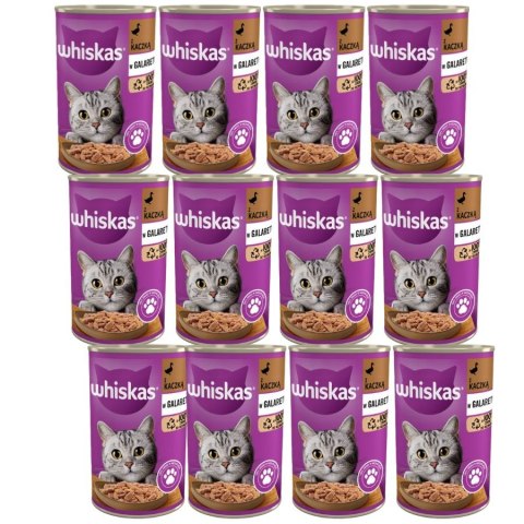 PAKIET Whiskas Adult 12X400g Kaczka Mokra Karma W Galaretce Dla Dorosłych Kotów