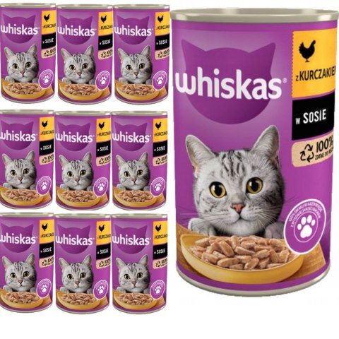 PAKIET Whiskas Mokra Karma Dla Kota Z Kurczakiem W Sosie Puszka 10X400g
